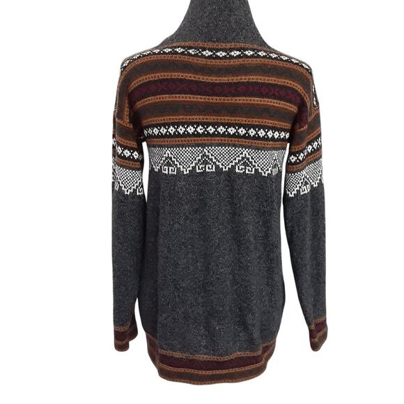 Vintage Peruvian Alpaca Sweater Hooded Pullover Aztec Gray Tribal Nordic - Picture 4 of 9